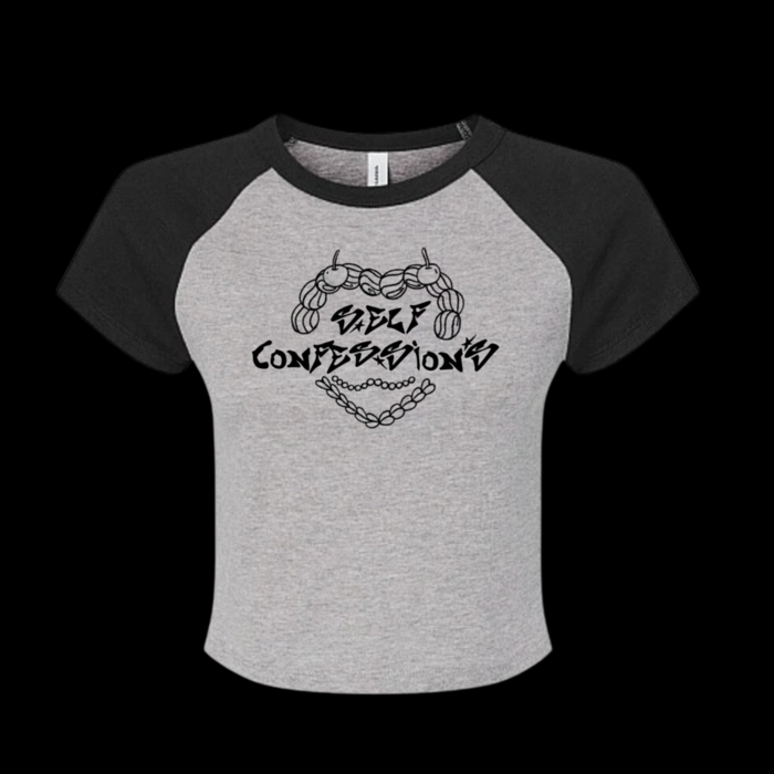 'Self Confessions' Baby Tee, Grey and Black (Size S) - Tally Spear