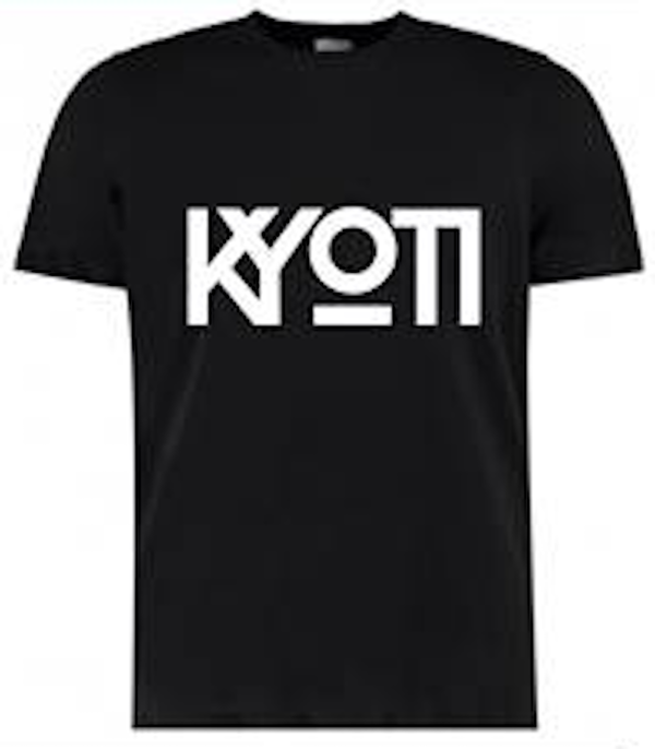 Slim Fit Black T-Shirt with White Logo - KYOTI