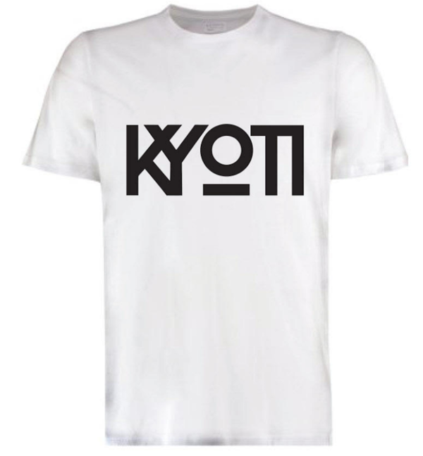 Slim Fit White T-Shirt with Black Logo - KYOTI