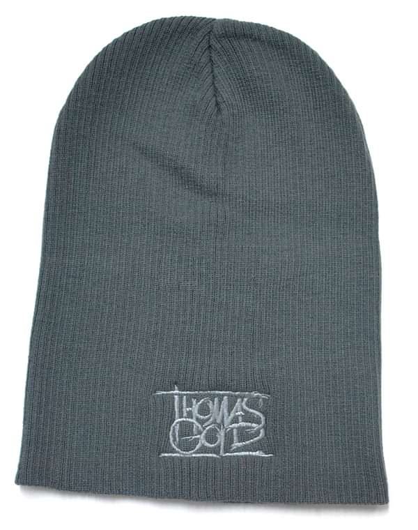 Grey Logo Embroidered Beanie Hat - Thomas Gold