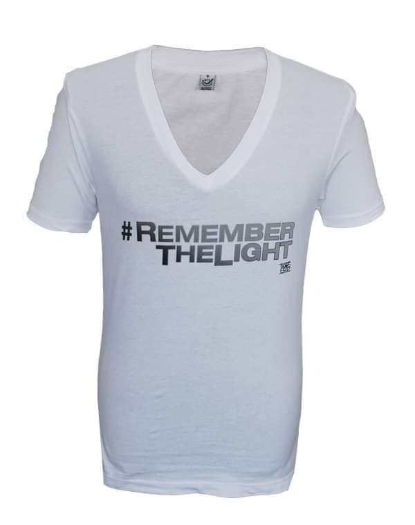 White Remember The Light V-Neck T-Shirt - Thomas Gold