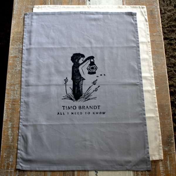 Handprinted Tea Towel (grey) - Timo Brandt