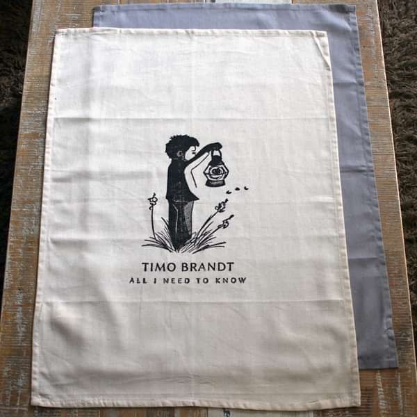 Handprinted Tea Towel (natural) - Timo Brandt