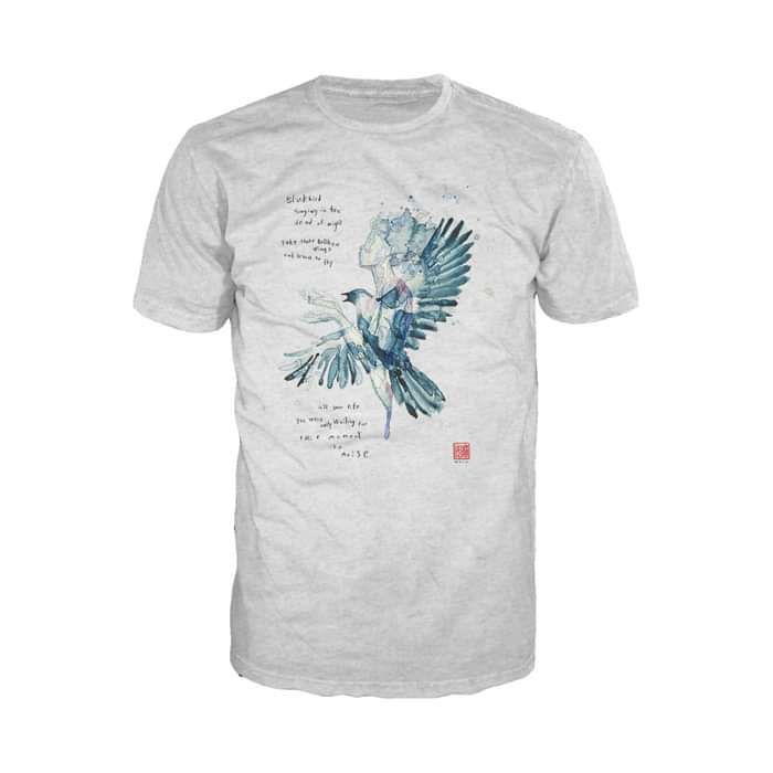 Beatles David Mack Blackbird Official Men's T-shirt (Heather Grey) - Urban Species