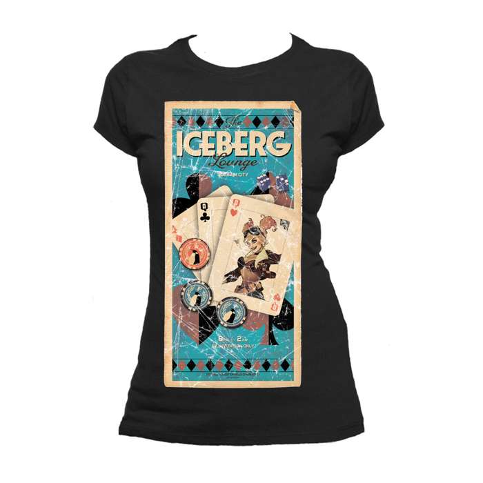 DC Comics Bombshells Harley Quinn Poster Iceberg Club Official Women's T-shirt (Black) - Urban Species