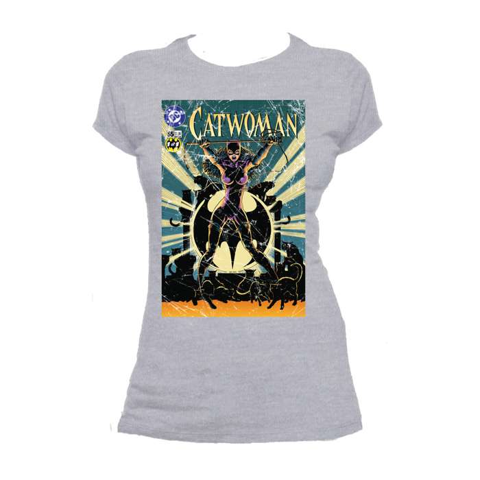 DC Comics Catwoman Cover #55 Official Women's T-shirt (Heather Grey) - Urban Species