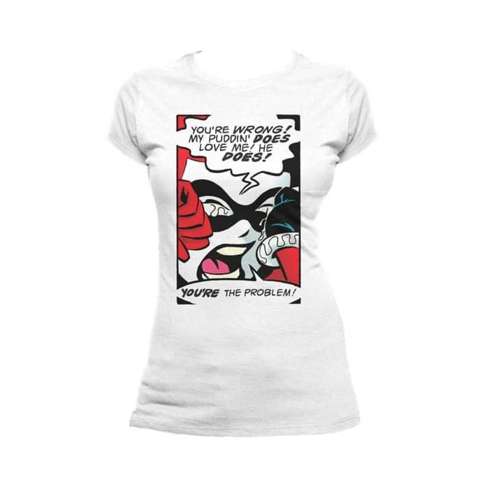 DC Comics Harley Quinn Panel Puddin 01 Official Women's T-Shirt (White) - Urban Species