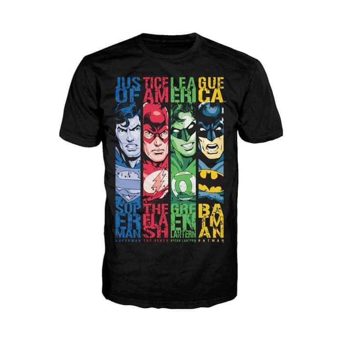 DC Comics Justice League Stripped Official Men's T-Shirt (Black) - Urban Species