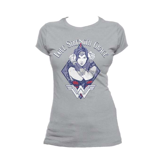 DC Comics Wonder Woman Diamond Grace Official Women's T-shirt (Heather Grey) - Urban Species