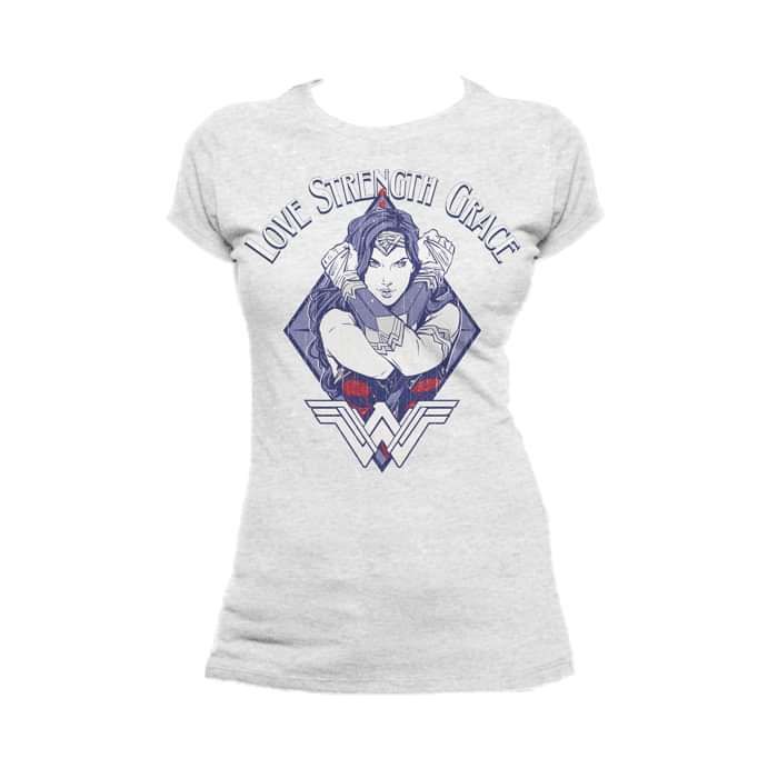 DC Comics Wonder Woman Diamond Grace Official Women's T-shirt Heather Grey - Urban Species