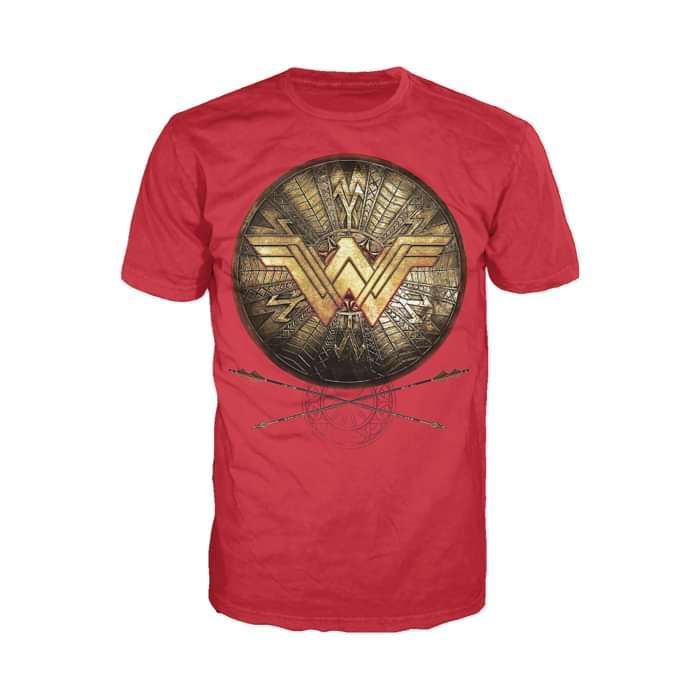 DC Comics Wonder Woman Logo 3D Shield Official Men's T-shirt (Red) - Urban Species