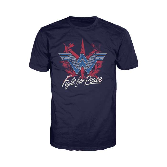 DC Comics Wonder Woman Logo Fight Peace Official Men's T-shirt (Navy) - Urban Species