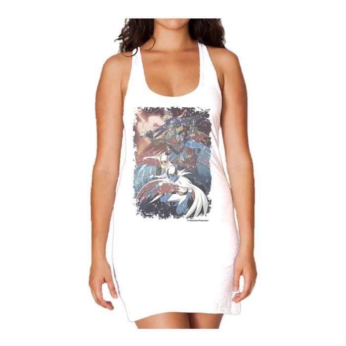 Gatchaman Planet Poster Distressed Official Women's Long Tank Dress White - Urban Species