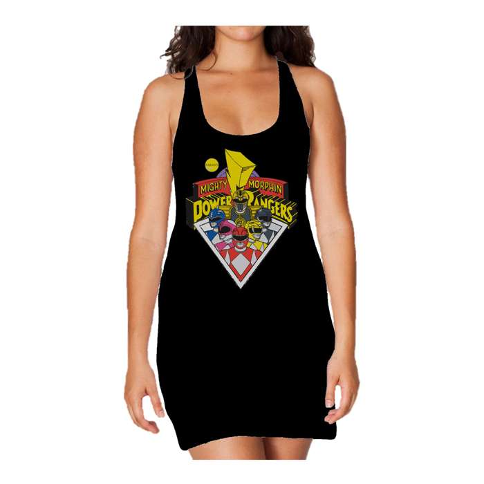Power Rangers Logo Group Official Women's Long Tank Dress (Black) - Urban Species