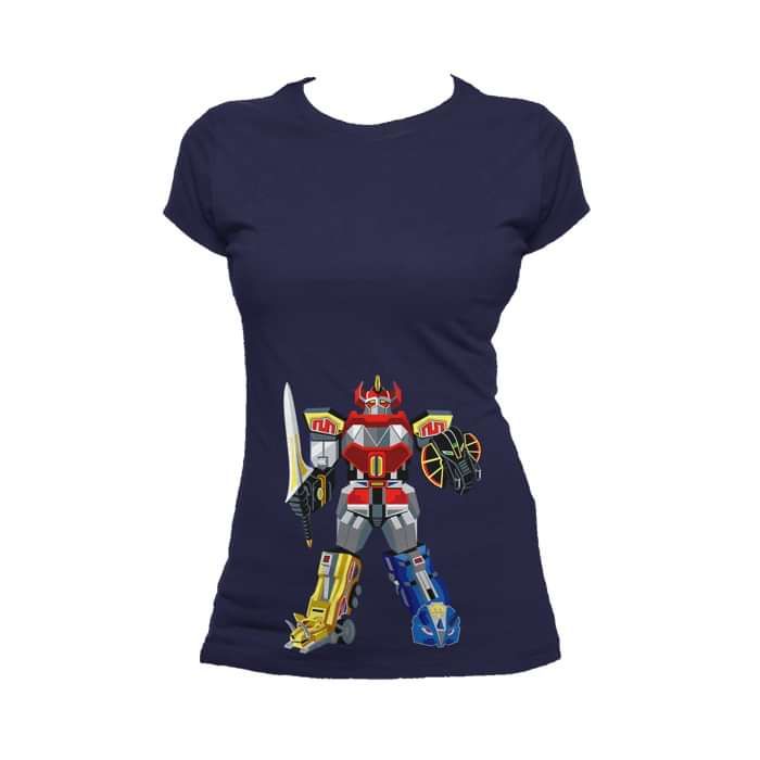 Power Rangers Megazord Deco Official Women's T-shirt (Navy) - Urban Species