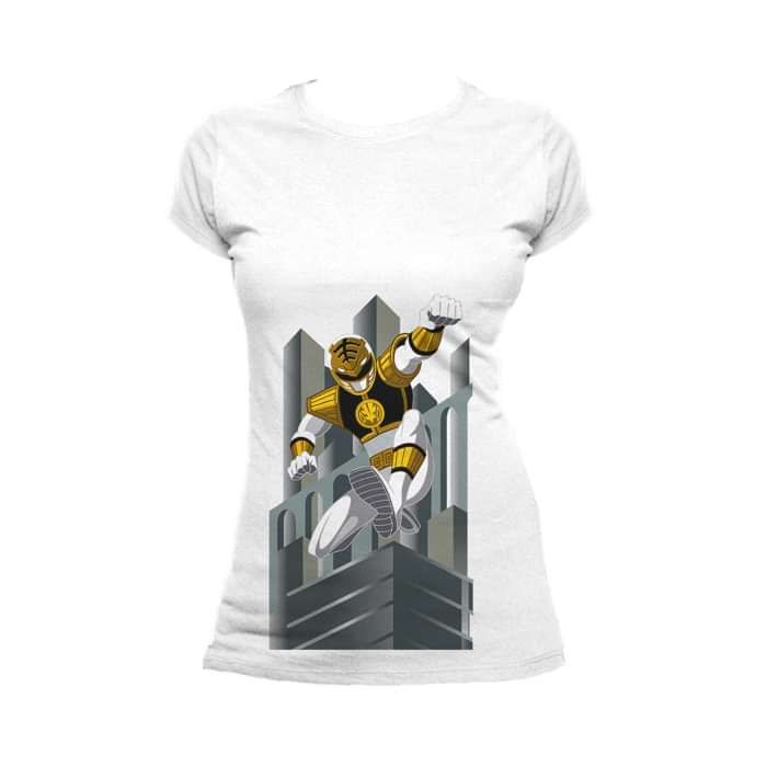 Power Rangers White Ranger Deco Official Women's T-shirt (White) - Urban Species