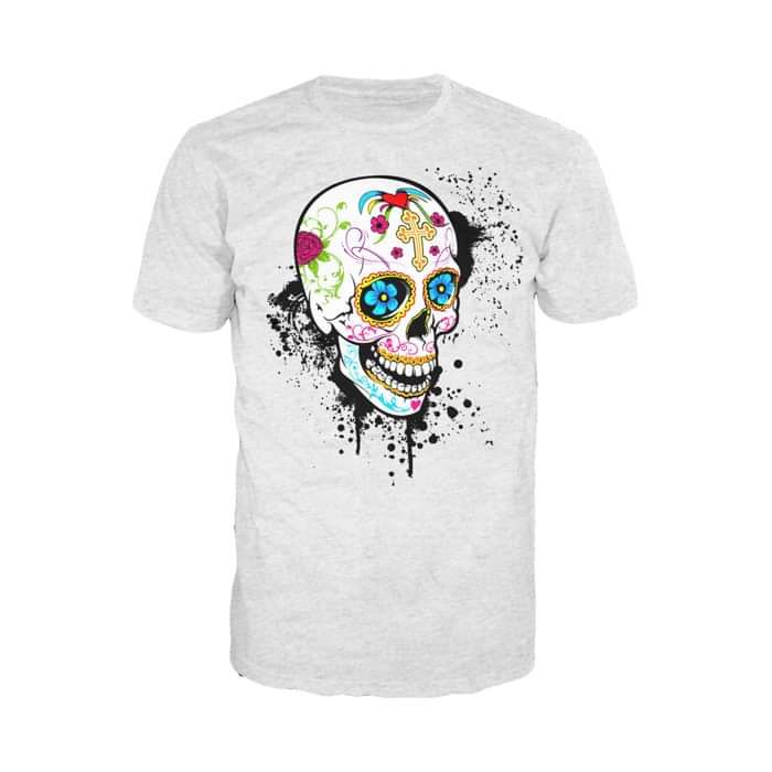 Sugar Skull Gothic Men's T-shirt Heather Grey - Urban Species