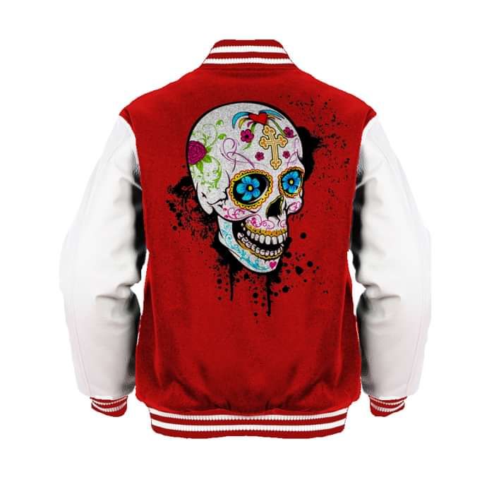 Sugar Skull Gothic Official Varsity Jacket (Red) - Urban Species