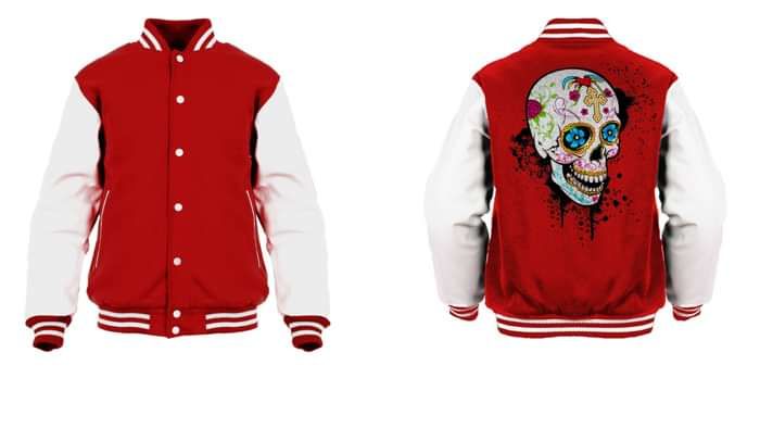 Sugar Skull Gothic Official Varsity Jacket (Red) - Urban Species