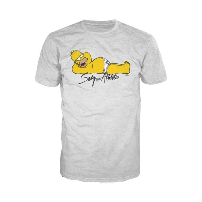 The Simpsons Homer Sexy and Athletic Official Men's T-shirt (Heather Grey) - Urban Species