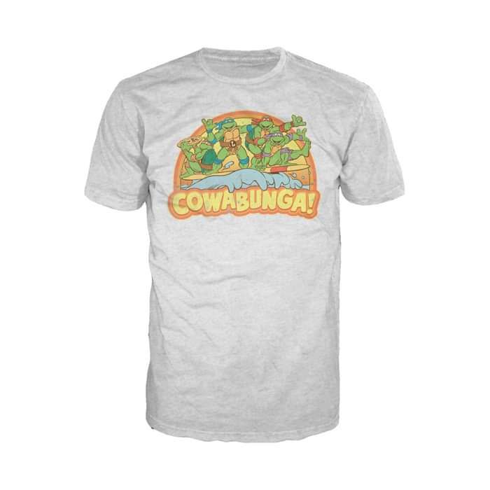 TMNT Gang Retro Cowabunga Official Men's T-Shirt (Heather Grey) - Urban Species