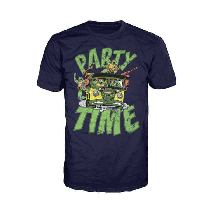 TMNT Gang Retro Party Wagon Official Men's T-Shirt (Navy) - Urban Species