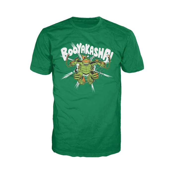 TMNT Mikey Booyakasha Official Ninja Turtles Men's T-shirt (Green) - Urban Species