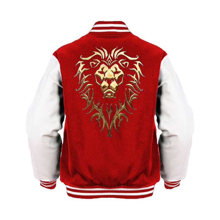 Warcraft Alliance Logo Metallic Official Varsity Jacket (Red) - Urban Species