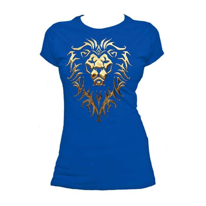 Warcraft Alliance Logo Metallic Official Women's T-shirt (Royal Blue) - Urban Species