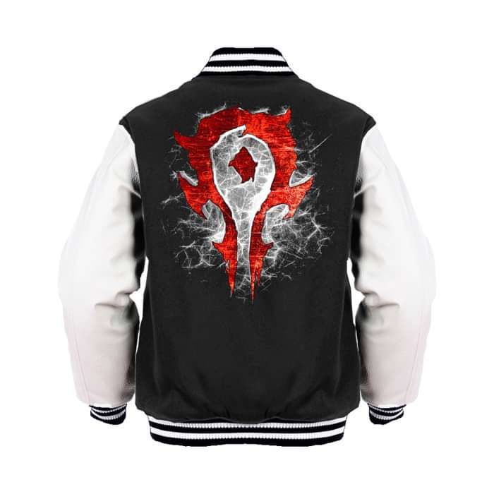 Warcraft Horde Logo Burst Official Varsity Jacket (Black) - Urban Species