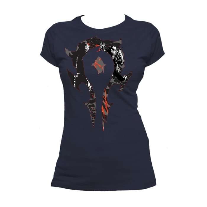 Warcraft Horde Logo Compilation Official Women's T-shirt (Navy) - Urban Species