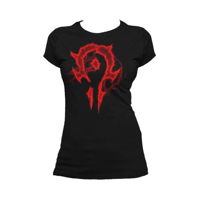 Warcraft Horde Logo Saturated Official Women's T-shirt (Black) - Urban Species
