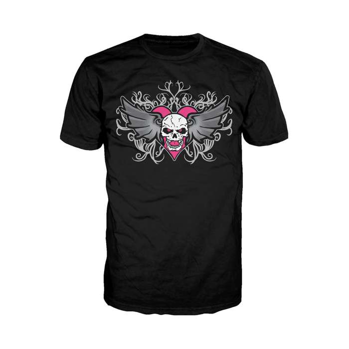 WWE Bret Hart Logo Winged Skull Tattoo Official Men's T-shirt (Black) - Urban Species