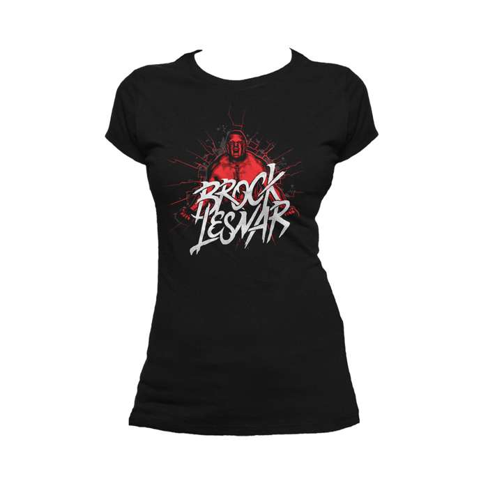 WWE Brock Lesnar Cracked Official Women's T-shirt (Black) - Urban Species