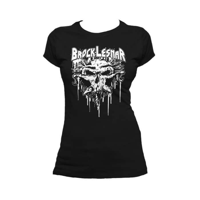 WWE Brock Lesnar Logo Carnage Skull Official Women's T-shirt (Black) - Urban Species