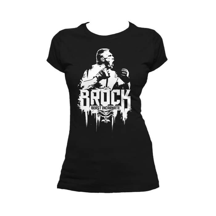 WWE Brock Lesnar Stencil Beast Official Women's T-shirt (Black) - Urban Species
