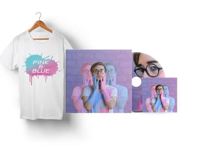 Pink & Blue (CD + Digital + WHITE Paint Splatter T-Shirt) - We're Not Just Cats Records