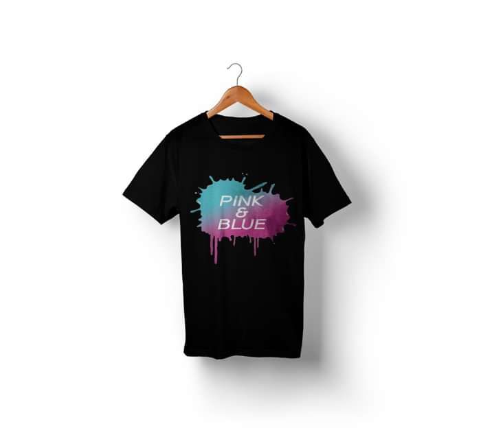 Pink & Blue Paint Splatter T-Shirt (Black) - We're Not Just Cats Records