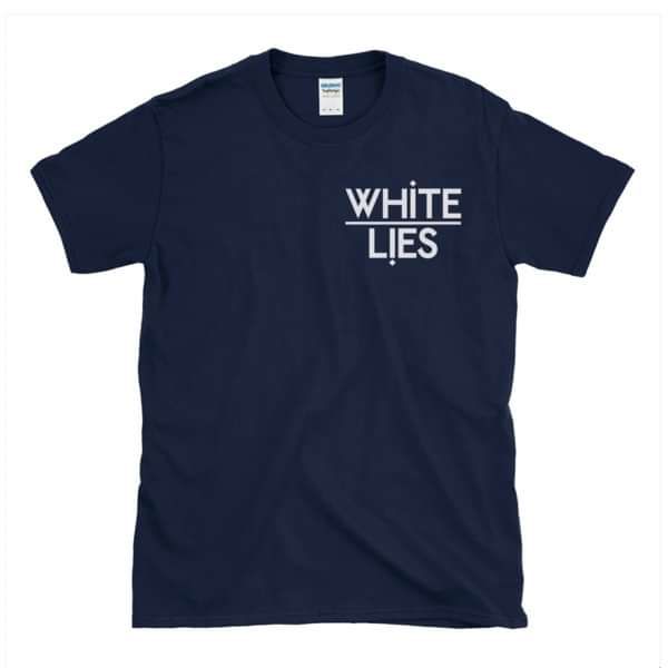 White Lies White Logo Tee Navy - White Lies
