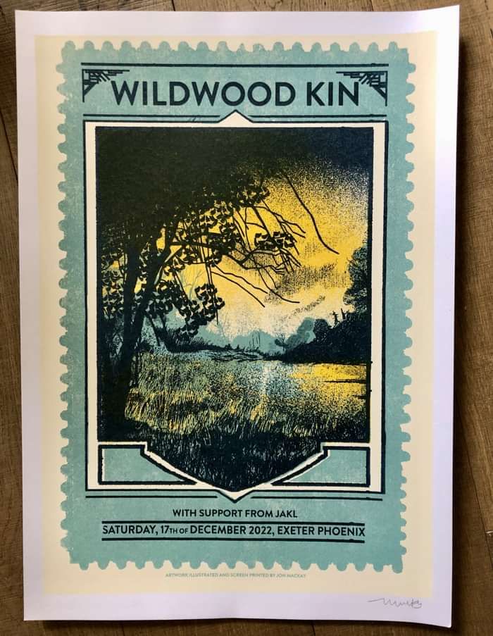Wildwood Kin A2 Handprinted Poster Exeter Phoenix Show - Wildwood Kin